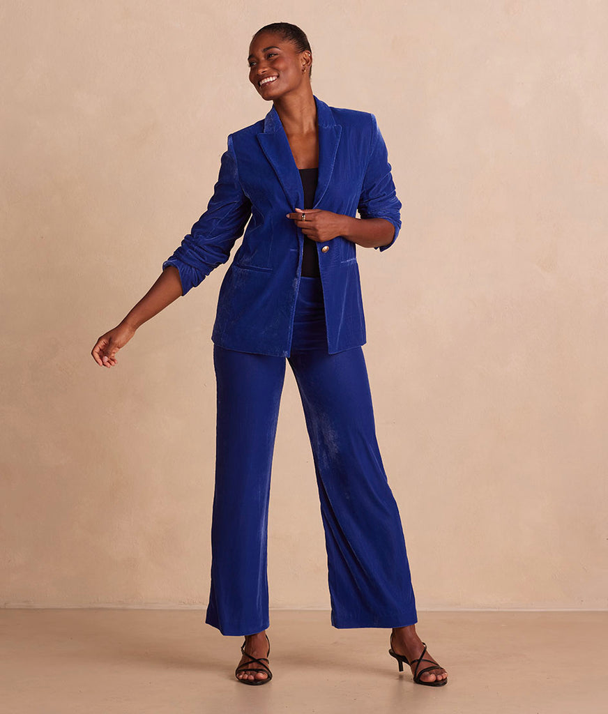 Womens blue hotsell velvet blazer