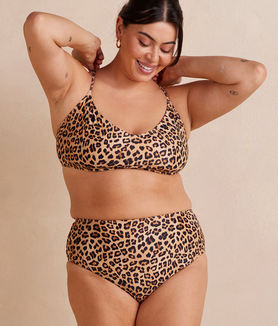 Aerie Leopard V Wire Bandeau Bikini Top