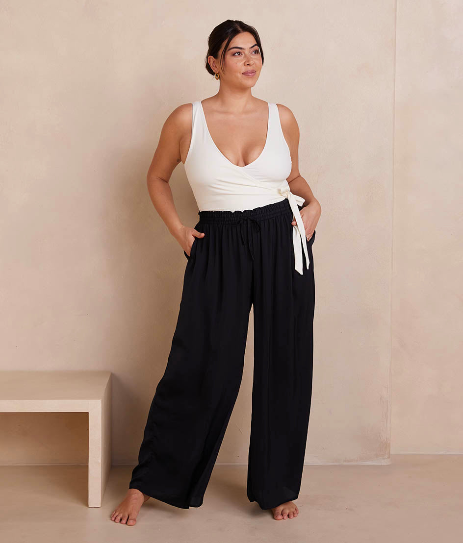 Very easy  Wrap Palazzo Pants Cutting and Sewing  Wrap culottes trousers  sewing tutorial  YouTube