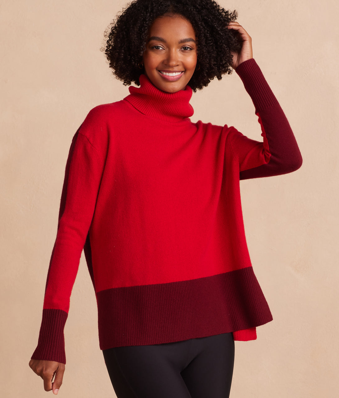 Red Cashmere Sweater + Crushed Velvet Leggings (On Major Sale