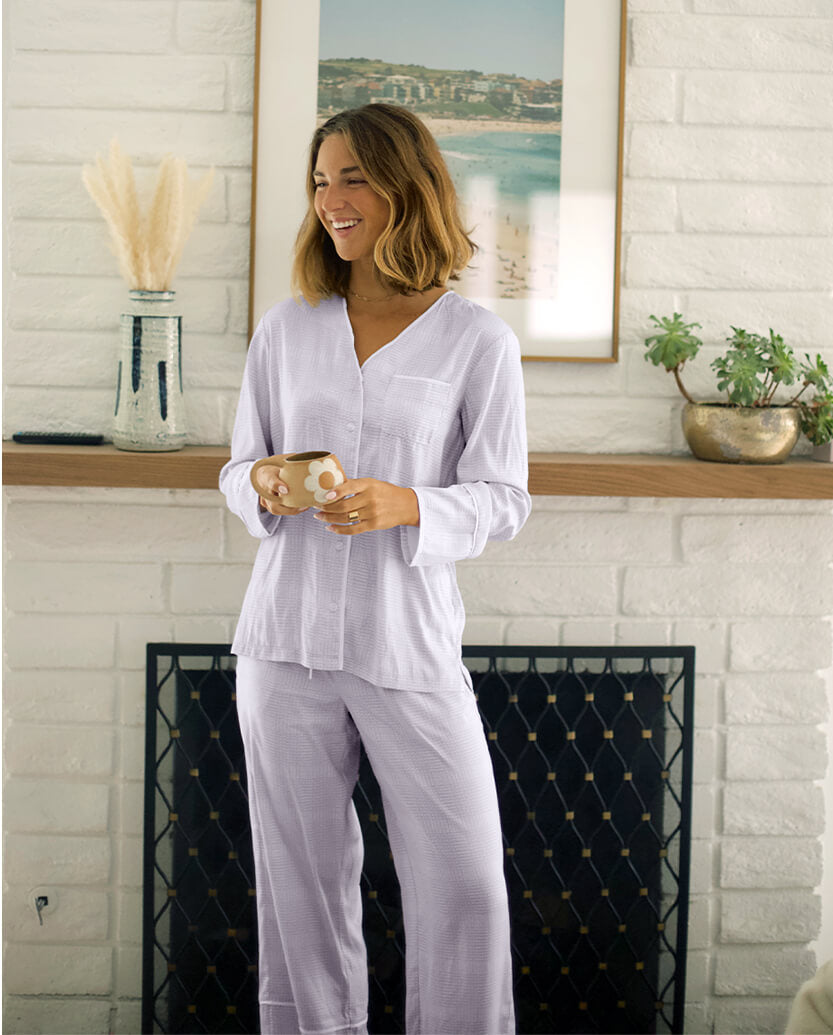 The Cloud 9 Pajama Set - Sea Urchin & White Sand  Most comfortable pajamas,  Pajama set, Top and pants set