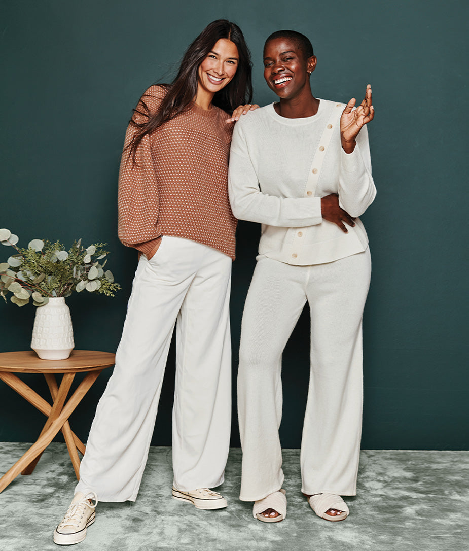 The Luxe Cashmere Blend Sweater Pant - White Sand