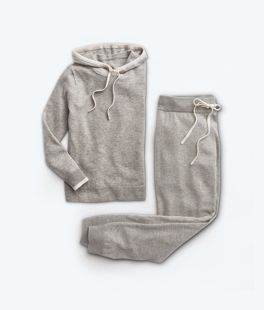 The Coziest Cashmere Blend Hoodie - Wolf & White Sand