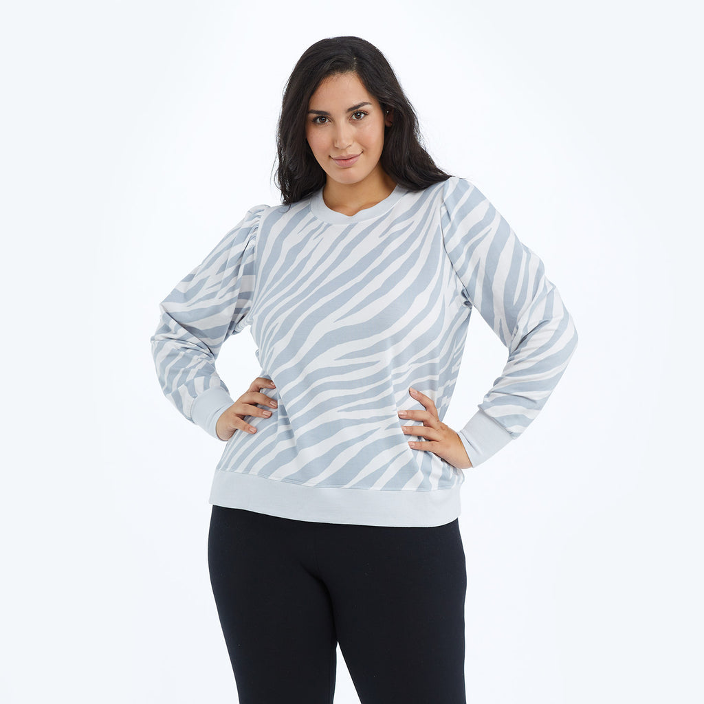 Long Puff Sleeve Sweatshirt in Soft Cotton French Terry